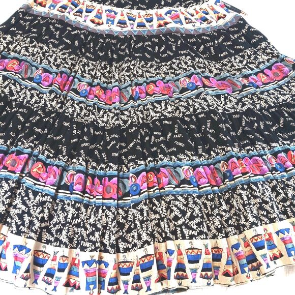 Carole Little Vintage Sz 4 100% Rayon Paris Novelty Maxi Skirt Made In The USA - Picture 8 of 11